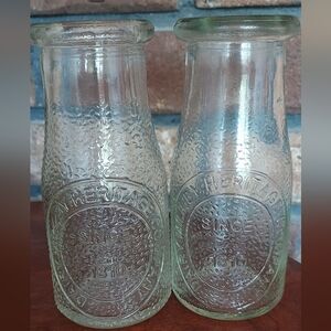 Vintage Dairy Milk By Heritage Company Half Pint Bottle Since 1810 Pebbled Glass